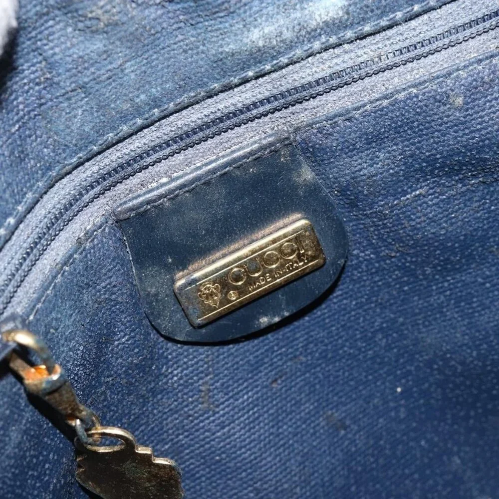 Authentic GUCCI Micro GG Canvas Bag PVC Leather Navy Gold 007 115 0093 - Picture 8 of 16
